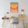 image:imageKate and Laurel Sylvie Sunset Waves Framed Canvas Wall Art by Cat Coquillette 18x24 Natural Colorful Art for WallNatural