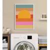 image:imageKate and Laurel Sylvie Sunset Waves Framed Canvas Wall Art by Cat Coquillette 18x24 Natural Colorful Art for WallWhite