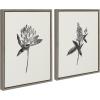 image:imageKate and Laurel Sylvie Vintage Botanical 1 and 2 Linen Canvas Wall Art by Teju Reval of SnazzyHues Set of 2 18x24 Gold Decorative Plant Art for WallGray