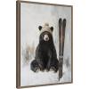 image:imageKate and Laurel Framed Canvas Wall Art Print Winter Bear Waiting to Ski by The Creative Bunch Studio 18 x 24 Sylvie Walnut Frame Whimsical Animal Art for Wall Decor