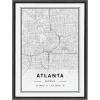 image:imageKate and Laurel Sylvie Atlanta Modern Map Framed Canvas Wall Art by Jake Goossen 18x24 Gray Geography Art for WallGray