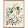 image:imageKate and Laurel Sylvie Awaking Peach Framed Linen Textured Canvas Wall Art by Sara Berrenson 18x24 Natural Vibrant Floral Art for WallNatural