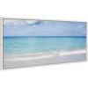 image:imageKate and Laurel Sylvie I Want to go Back Framed Canvas Wall Art by Vidal Hernandez 18x40 White Wide Ocean Beach Landscape Art for Wall