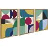 image:imageKate and Laurel Sylvie Mid Century Modern Pattern 07 08 and 09 Framed Canvas Wall Art Set by Rachel Lee of My Dream Wall 3 Piece 18x24 Natural Large Modern Retro Abstract Art