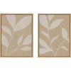 image:imageKate and Laurel Sylvie Modern Neutral Botanical Abstract Print No 2 and 3 Neutral Linen Framed Canvas Wall Art Set by The Creative Bunch Studio 2 Piece 18x24 Natural Muted Tone Simple Art