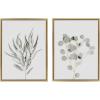 image:imageKate and Laurel Sylvie Neutral Botanical Prints 1 and 2 Framed Canvas Wall Art by The Creative Bunch Studio 2 Piece 18x24 Natural Decorative Botanical Art for WallGold
