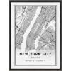 image:imageKate and Laurel Sylvie New York City Modern Map Framed Canvas Wall Art by Jake Goossen 18x24 Gray Geographical Map for Wall