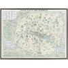 image:imageKate and Laurel Sylvie Nouveau Plan De Paris Monumental Map Framed Canvas Wall Art by Corinna Buchholz of Piddix 28x38 Gray