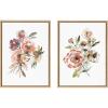 image:imageKate and Laurel Sylvie Peach Roses and Floral Bouquet Muted Framed Canvas Wall Art Set by Sara Berrenson 2 Piece 18x24 Natural Soft Flower Bouquet Art for Wall