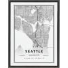 image:imageKate and Laurel Sylvie Seattle Modern Map Framed Canvas Wall Art by Jake Goossen 18x24 Gray Decorative Map Art for Wall