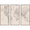 image:imageKate and Laurel Vintage Black and White World Map Linen 3 Piece Framed Canvas Wall Art Set by The Creative Bunch Studio Sylvie Beaded Dark Gold Vintage Map Art for Wall Decor