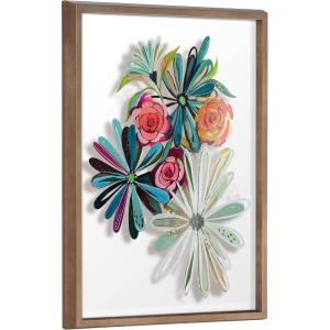 image:imageKate and Laurel Blake Flowers on Glass 2 Whole Flowers Framed Printed Acrylic Wall Art by Jessi Raulet of Ettavee 18x24 Natural Decorative Tropical Floral Wall DcorGold