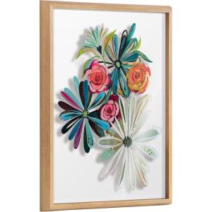 image:imageKate and Laurel Blake Flowers on Glass 2 Whole Flowers Framed Printed Acrylic Wall Art by Jessi Raulet of Ettavee 18x24 Natural Decorative Tropical Floral Wall DcorNatural