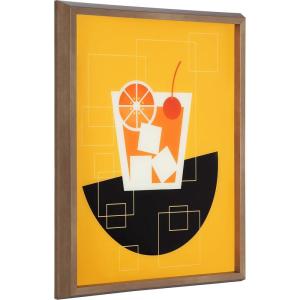 image:imageKate and Laurel Blake Old Fashioned Cocktail Framed Printed Glass Wall Art by Amber Leaders Designs 16x20 Dark Gold Chic MidCentury Wall DecorGold