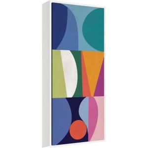 image:imageKate and Laurel Framed Canvas Wall Art Print Abstract 02 Panel 2 by Rachel Lee 18 x 40 Sylvie Natural Frame Modern Contemporary Abstract Art for Wall DecorSylvie White