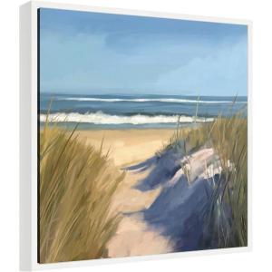 image:imageKate and Laurel Framed Canvas Wall Art Print By The Sea by Mary Sparrow 22 x 22 Sylvie White Frame Coastal Beach Art for Wall Decor