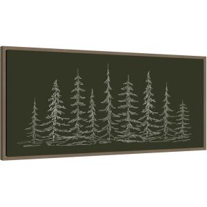 image:imageKate and Laurel Framed Canvas Wall Art Print Minimalist Evergreen Trees Sketch by The Creative Bunch Studio 40 x 18 Sylvie Dark Gold Frame Modern Contemporary Nature Art for Wall Decor