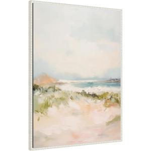 image:imageKate and Laurel Framed Canvas Wall Art Print Tranquil Landscape III expansion by Amy Lighthall 28 x 38 Sylvie Natural Frame Coastal Abstract Art for Wall DecorSylvie Beaded White
