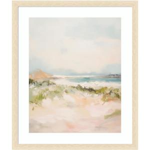 image:imageKate and Laurel Framed Wall Art Print Tranquil Landscape III expansion by Amy Lighthall 22 x 26 Woodgrain Stripe Blonde Frame Coastal Abstract Art for Wall DecorWoodgrain Stripe Blonde
