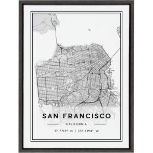 image:imageKate and Laurel Sylvie Atlanta Modern Map Framed Canvas Wall Art by Jake Goossen 18x24 Gray Geography Art for WallGrey