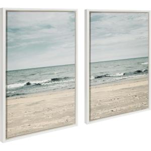 image:imageKate and Laurel Sylvie Beach 2 Set Framed Canvas Wall Art by Emiko and Mark Franzen of F2Images 2 Piece Set 23x33 White Coastal Landscape Large Framed Wall Dcor