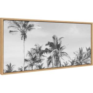 image:imageKate and Laurel Sylvie Coastal Coconut Palm Tree Beach BW Framed Canvas Wall Art by The Creative Bunch Studio 18 x 40 Natural Coastal BeachInspired Home DcorNatural