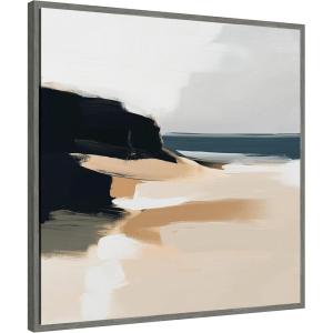 image:imageKate and Laurel Sylvie Coastal Sand Modern Abstract Landscape I Framed Canvas Wall Art by The Creative Bunch Studio 30 x 30 Natural Modern Contemporary Abstract Landscape Decor Living RoomGray