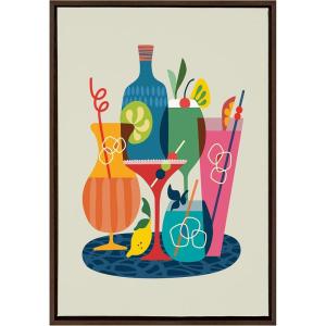 image:imageKate and Laurel Sylvie Mid Century Modern Cocktails Framed Canvas Wall Art by Rachel Lee of My Dream Wall 23x33 Natural Colorful MidCentury Modern Wall ArtBrown