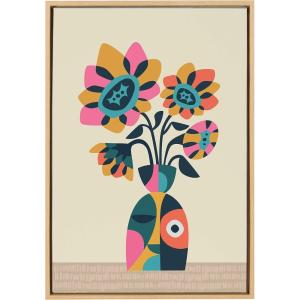 image:imageKate and Laurel Sylvie Mid Century Modern Sunflowers Framed Canvas Wall Art by Rachel Lee of My Dream Wall 23x33 Natural Floral Art for Wall