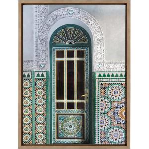image:imageKate and Laurel Sylvie Morocco Essaouira Door Framed Canvas Wall Art by Golie 18x24 Gold Beautiful Modern Art for Wall