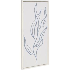 image:imageKate and Laurel Sylvie Muted Illustrated Botanical Light Blue and Beige Framed Canvas Wall Art by The Creative Bunch Studio 18x40 White Leaf Plant Art for Wall