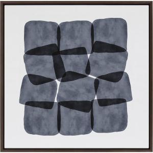 image:imageKate and Laurel Sylvie Navy Block Abstract Framed Canvas Wall Art by Amy Lighthall 30x30 Gray Decorative Modern Abstract Art Print for WallBrown