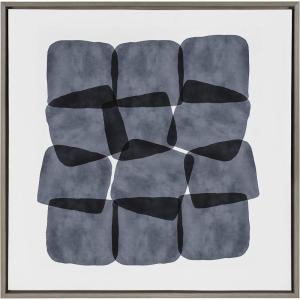 image:imageKate and Laurel Sylvie Navy Block Abstract Framed Canvas Wall Art by Amy Lighthall 30x30 Gray Decorative Modern Abstract Art Print for WallGray