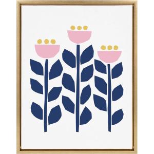 image:imageKate and Laurel Sylvie Nordic Flowers Framed Canvas by Myriam Van Neste 18x24 Gold Whimsical Abstract Wall DecorGold