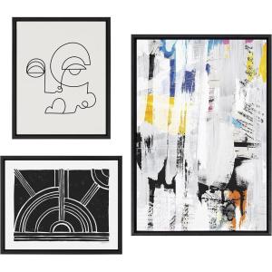 image:imageKate and Laurel Sylvie Street Art 2 Inner Battle and Abstract Sunset Framed Canvas Wall Art Set by Various Artists Set of 3 16x20 and 23x33 Black Colorful Modern Wall Dcor