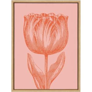 image:imageKate and Laurel Sylvie Tulip in Pink and Orange Framed Canvas Wall Art by Apricot and Birch 18x24 Natural Floral Art for Wall