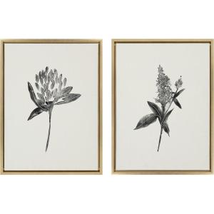 image:imageKate and Laurel Sylvie Vintage Botanical 1 and 2 Linen Canvas Wall Art by Teju Reval of SnazzyHues Set of 2 18x24 Gold Decorative Plant Art for WallGold