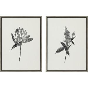 image:imageKate and Laurel Sylvie Vintage Botanical 1 and 2 Linen Canvas Wall Art by Teju Reval of SnazzyHues Set of 2 18x24 Gold Decorative Plant Art for WallGray