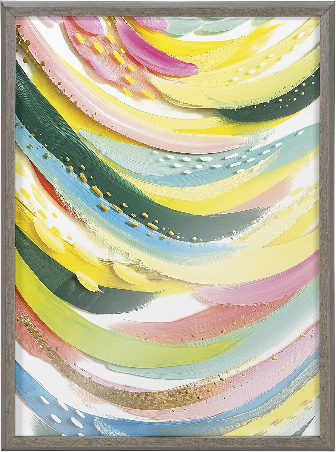 image:imageKate and Laurel Blake Brushstroke 120 Framed Printed Glass Wall Art by Jessi Raulet of Ettavee 18x24 Gray Decorative Colorful Abstract Art Print for Wall