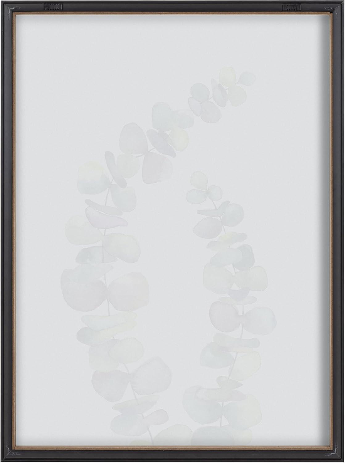 image:imageKate and Laurel Blake Eucalyptus 2 Branches Framed Printed Glass Wall Art by Emily Marie Watercolors 18x24 Gray Decorative Succulent Art for WallGray