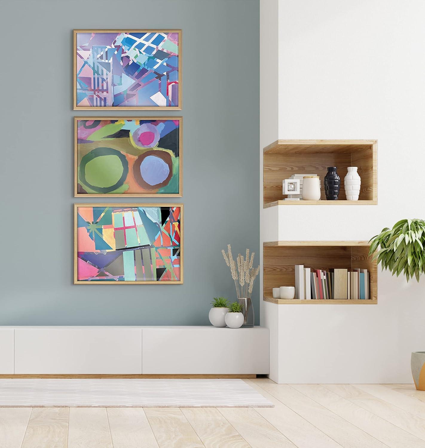 image:imageKate and Laurel Blake Scaffolding Framed Printed Glass Wall Art by Caleb Griswold 18x24 Natural Colorful Abstract Dcor for Wall