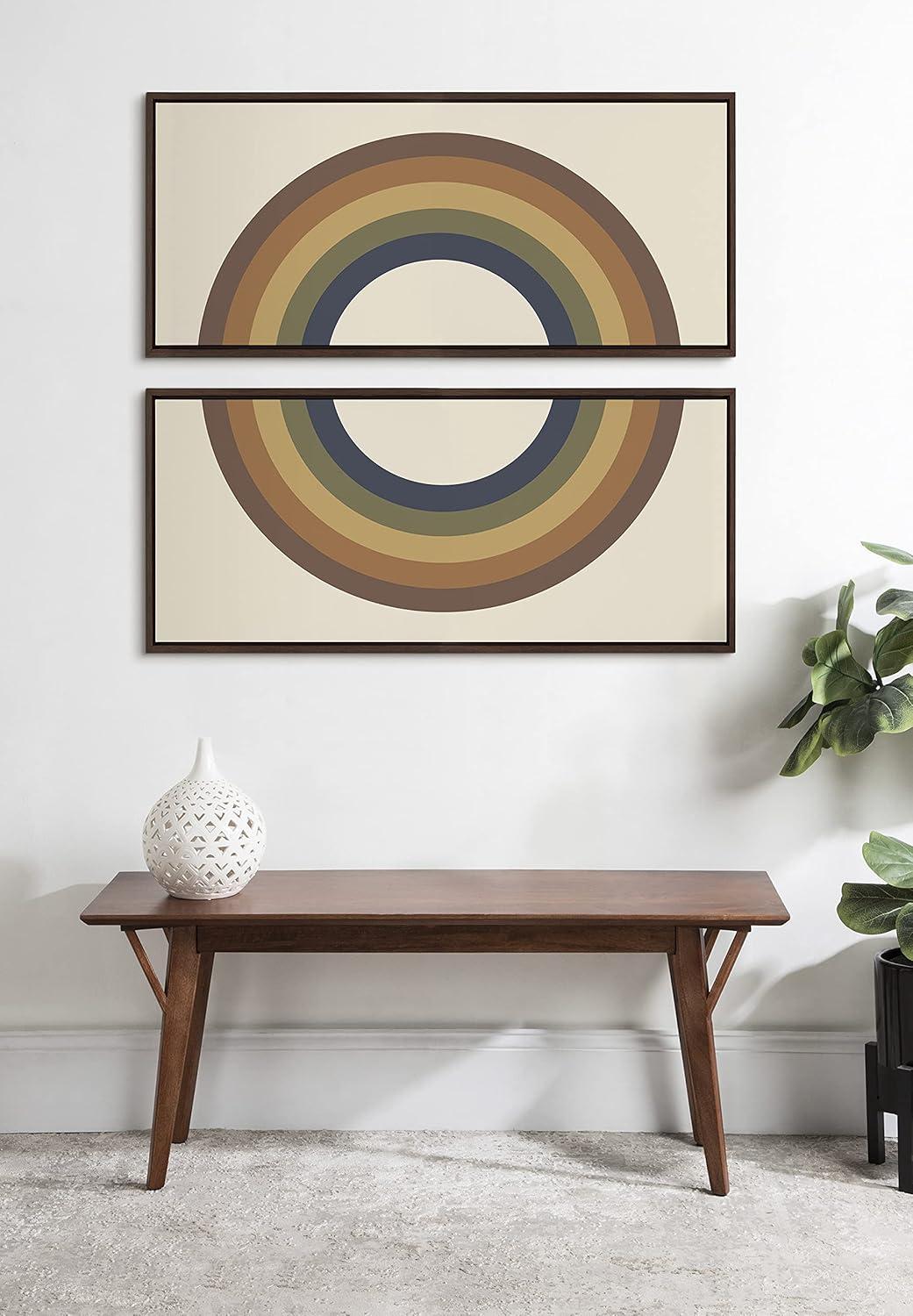 image:imageKate and Laurel Sylvie Retro Rainbow Framed Canvas Wall Art by The Creative Bunch Studio 18x40 Brown Decorative Vintage Art for Wall