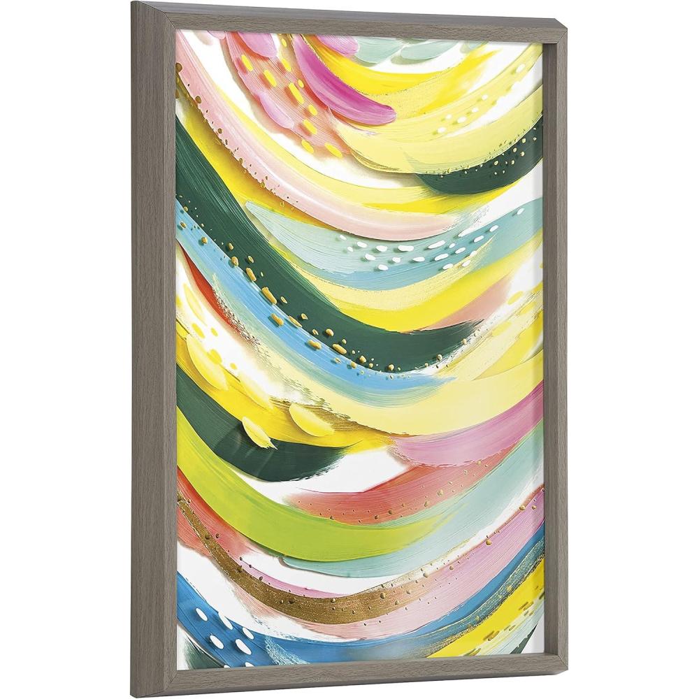 image:imageKate and Laurel Blake Brushstroke 120 Framed Printed Glass Wall Art by Jessi Raulet of Ettavee 18x24 Gray Decorative Colorful Abstract Art Print for Wall