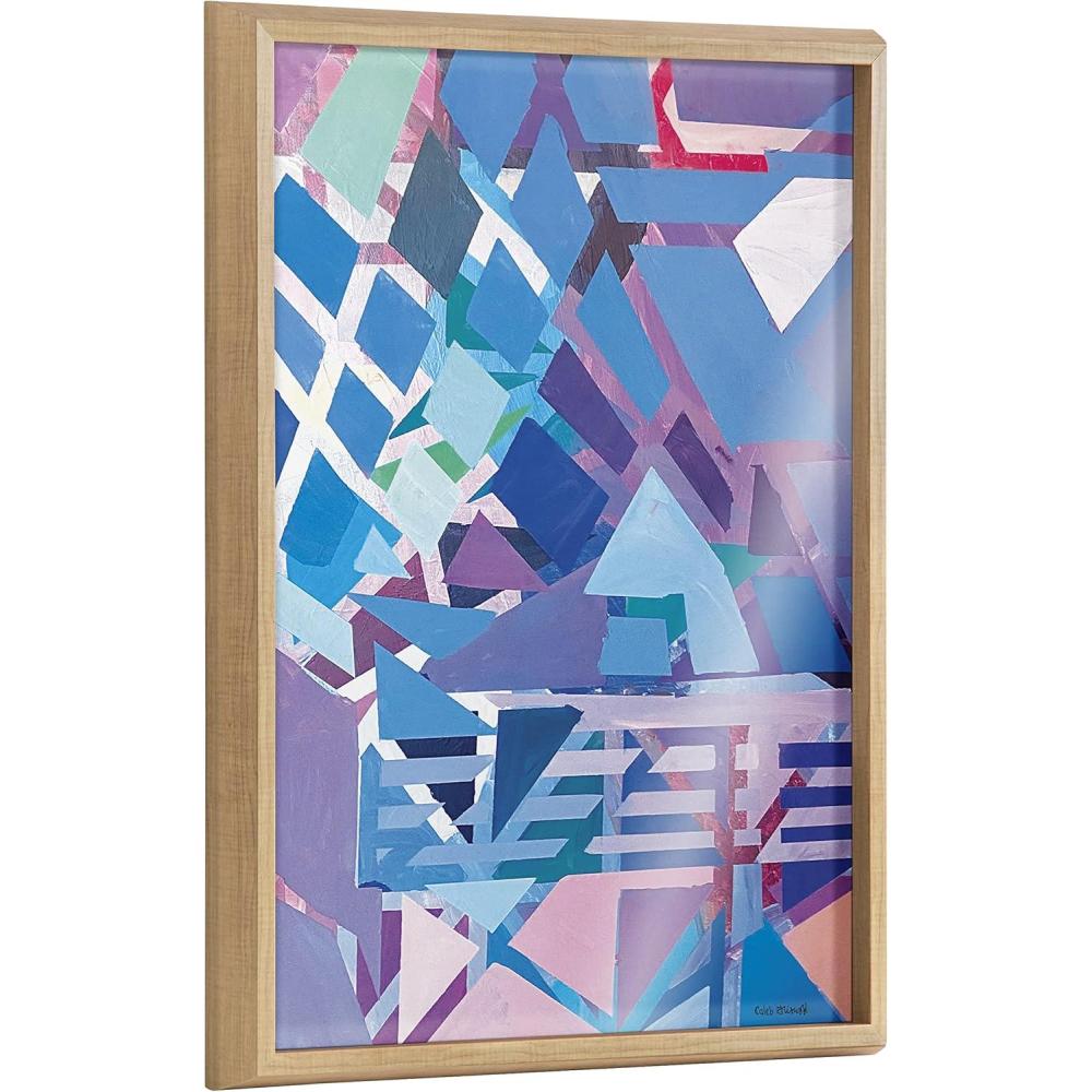 image:imageKate and Laurel Blake Singing the Blues Framed Printed Glass Wall Art by Caleb Griswold 18x24 Natural Colorful Abstract Dcor for Wall