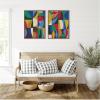 image:imageKate and Laurel Abstract Deep 2 Piece Framed Canvas Wall Art Set by Rachel Lee Sylvie Walnut Modern Contemporary Abstract Art for Wall Decor