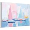 image:imageKate and Laurel Abstract Sailboat Harbor Landscape Pastel and Pops of Color Framed Canvas Wall Art by The Creative Bunch Studio 24 x 18 Sylvie White Coastal Abstract Beach Art for Wall DecorWhite