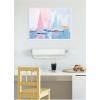 image:imageKate and Laurel Abstract Sailboat Harbor Landscape Pastel and Pops of Color Framed Canvas Wall Art by The Creative Bunch Studio 24 x 18 Sylvie White Coastal Abstract Beach Art for Wall DecorWhite