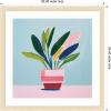 image:imageKate and Laurel Art Playful Potted Plant Still Life by The Creative Bunch Studio Framed Wall Art Print 26 in W x 26 in H Woodgrain Stripe Blonde Frame