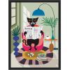 image:imageKate and Laurel Black Cat Reading Newspaper Framed Canvas Wall Art by Rachel Lee 18 x 24 Sylvie Black MidCentury Abstract Animals Art for Wall Decor Living Room Bedroom