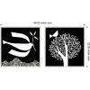 image:imageKate and Laurel Black and White Linocut Birds  set of 2 22x22 Framed Canvas Wall Art Set by Giuliana Lazzerini Sylvie Beaded White Black amp White Animals Abstract Animals Nature Art